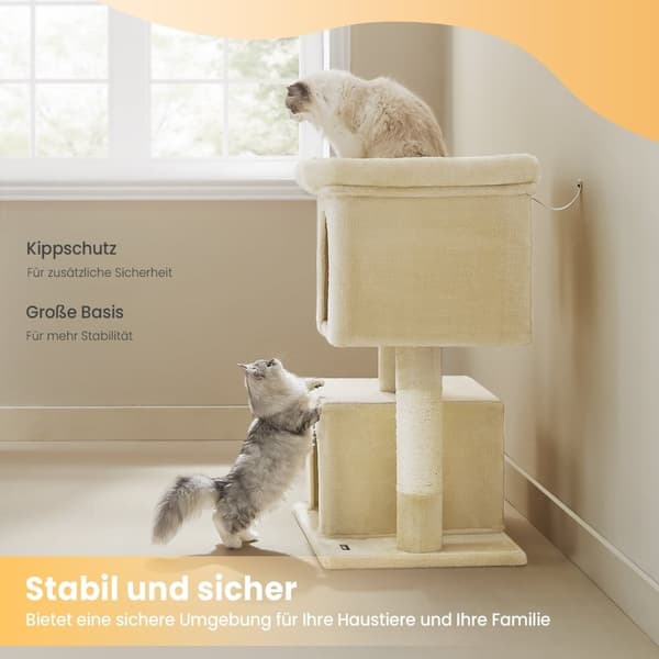 Rootz Cat Tree Scratching Post - Large Platform - Cat Tower - Bekväm & hållbar - 68 cm x 48 cm x 101 cm