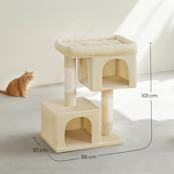 Rootz Cat Tree Scratching Post - Large Platform - Cat Tower - Bekväm & hållbar - 68 cm x 48 cm x 101 cm