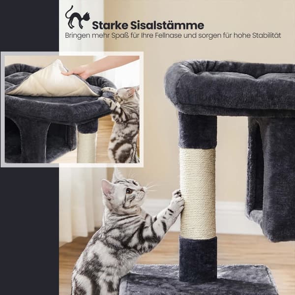 Rootz Cat Tree Scratching Post - Katzen Tree - Feline Play Tower - Luksuriøs lounge, Sisal Rope, Platform 60x40x84cm