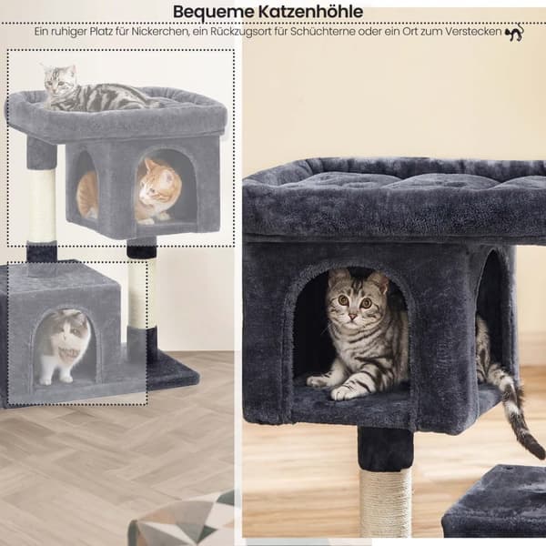 Rootz Cat Tree Scratching Post - Katzen Tree - Feline Play Tower - Luksuriøs lounge, Sisal Rope, Platform 60x40x84cm
