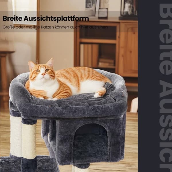 Rootz Cat Tree Scratching Post - Katzen Tree - Feline Play Tower - Luksuriøs lounge, Sisal Rope, Platform 60x40x84cm