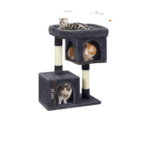 Rootz Cat Tree Scratching Post - Katzen Tree - Feline Play Tower - Luksuriøs lounge, Sisal Rope, Platform 60x40x84cm