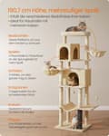 Miniatyrbild 3 av 7: Rootz Cat Tree Tower - Scratching Post - Kitty Condos - Sisal Rope - 190,7 cm hög - 59 cm x 48 cm x 190,7 cm - Hållbar och stilfull design
