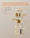 Miniatyrbild 6 av 7: Rootz Cat Tree Tower - Scratching Post - Kitty Condos - Sisal Rope - 190,7 cm hög - 59 cm x 48 cm x 190,7 cm - Hållbar och stilfull design
