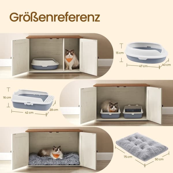 Rootz Katzenhaus -pentuekaappi - sivupöytä - irrotettava osio - monitoiminen - 80 x 53 x 50 cm