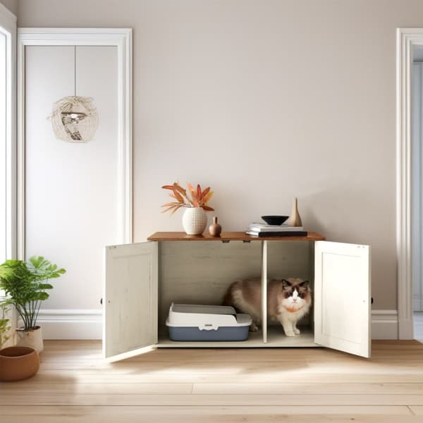 Rootz Katzenhaus -pentuekaappi - sivupöytä - irrotettava osio - monitoiminen - 80 x 53 x 50 cm