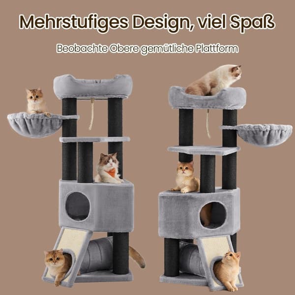 Rootz Large Cat Tree - Scratching Post - Climbing Tower - Inkluderer hule - 50 x 50 x 141 cm