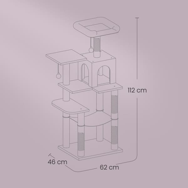 Rootz multi -etagers kattetræ - skrabe stolpe - katte tårn - ideel til leg - 45 x 35 x 112 cm