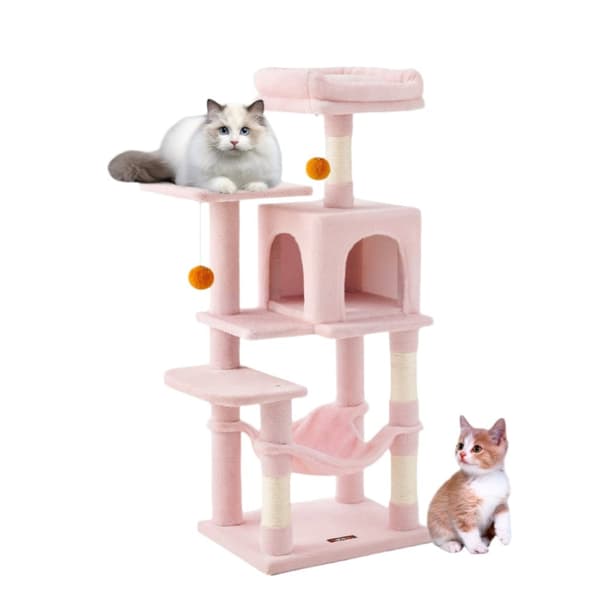 Rootz multi -etagers kattetræ - Scratching Post - Cat Tower - Cave & Hammock - 45x35x112cm