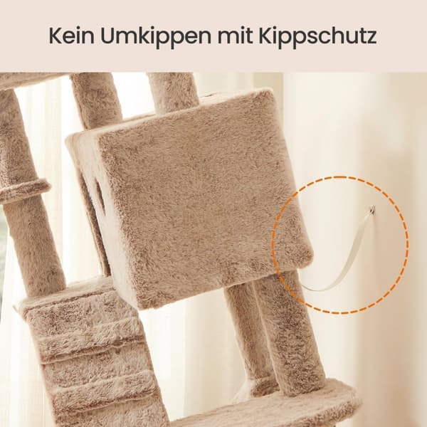 Rootz Large Cat Tree - Scratching Post - Soft Covered - Plush Comfort - 49 cm x 49 cm x 135 cm