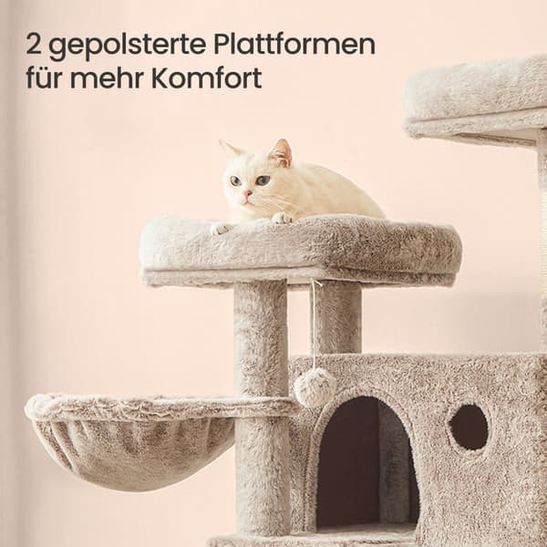 Rootz Large Cat Tree - Scratching Post - Soft Covered - Plush Comfort - 49 cm x 49 cm x 135 cm
