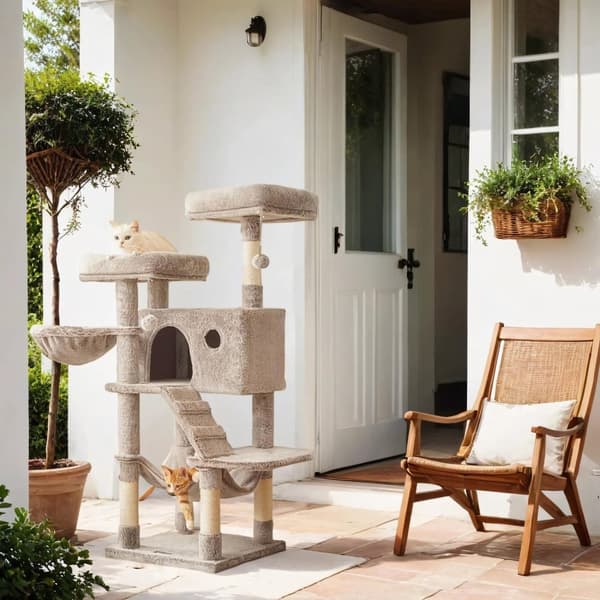Rootz Large Cat Tree - Scratching Post - Soft Covered - Plush Comfort - 49 cm x 49 cm x 135 cm
