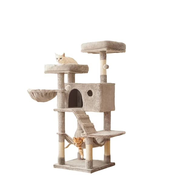 Rootz Large Cat Tree - Scratching Post - Soft Covered - Plush Comfort - 49 cm x 49 cm x 135 cm