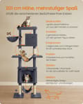 Miniatyrbillede 5 af 6: Rootz Large Scratching Tree - Cat Tower - Pet Playhouse - 201 cm høj platform med stabilitet - 78 cm x 48 cm x 201 cm - Grå