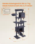 Miniatyrbillede 6 af 6: Rootz Large Scratching Tree - Cat Tower - Pet Playhouse - 201 cm høj platform med stabilitet - 78 cm x 48 cm x 201 cm - Grå