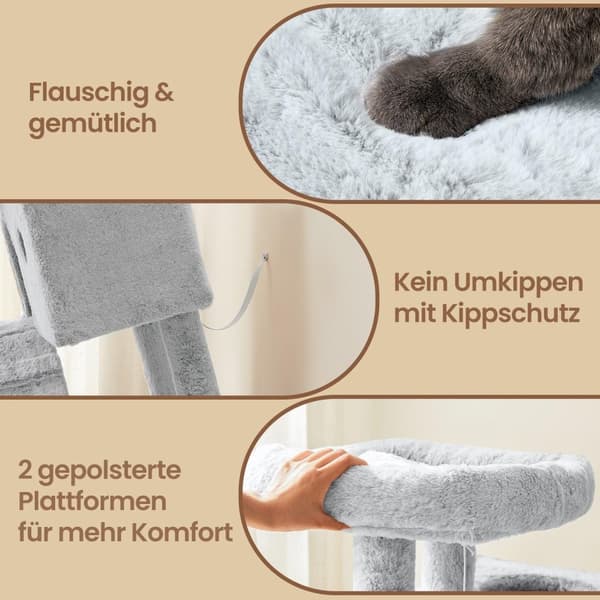 Rootz Suuri kissan naarmuuntuminen - Cat Tree - naarmuuntuminen - pehmeä muhkea kansi - 49 cm x 49 cm x 135 cm