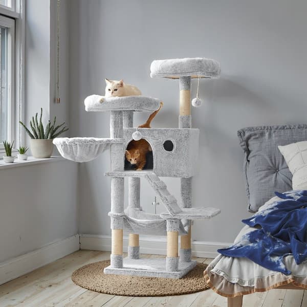 Rootz Suuri kissan naarmuuntuminen - Cat Tree - naarmuuntuminen - pehmeä muhkea kansi - 49 cm x 49 cm x 135 cm