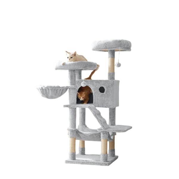 Rootz Suuri kissan naarmuuntuminen - Cat Tree - naarmuuntuminen - pehmeä muhkea kansi - 49 cm x 49 cm x 135 cm