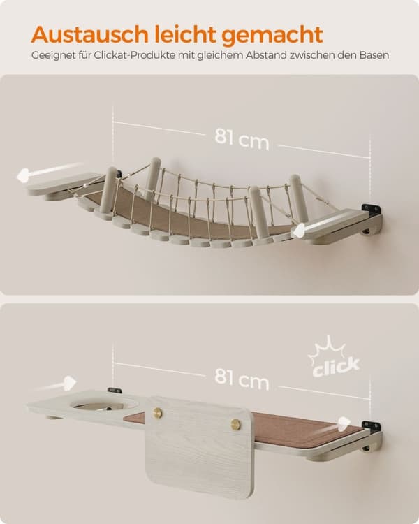 Rootz No. 003 Cat Bridge - Vægmonteret Cat Walkway - Feline Adventure Path - Holdbar & Stylish - 87,2 cm x 28 cm x 13,8 cm