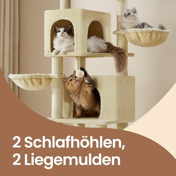 Rootz multi -våningar kattträd - skrapning efter kitty lägenhet - sisal stabilitet - 57 cm x 45 cm x 175 cm