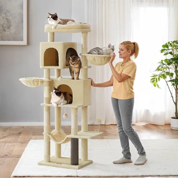 Rootz multi -våningar kattträd - skrapning efter kitty lägenhet - sisal stabilitet - 57 cm x 45 cm x 175 cm