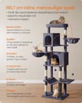 Miniatyrbillede 3 af 7: Rootz Scratching Tree - Cat Tower - Pet Play Structure - 2 huler & liggende dyser - 190,7 cm høj - grå - 59 cm x 48 cm x 190,7 cm