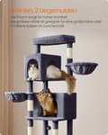 Miniatyrbillede 4 af 7: Rootz Scratching Tree - Cat Tower - Pet Play Structure - 2 huler & liggende dyser - 190,7 cm høj - grå - 59 cm x 48 cm x 190,7 cm