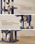 Miniatyrbillede 5 af 7: Rootz Scratching Tree - Cat Tower - Pet Play Structure - 2 huler & liggende dyser - 190,7 cm høj - grå - 59 cm x 48 cm x 190,7 cm