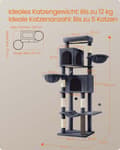 Miniatyrbillede 6 af 7: Rootz Scratching Tree - Cat Tower - Pet Play Structure - 2 huler & liggende dyser - 190,7 cm høj - grå - 59 cm x 48 cm x 190,7 cm