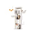 Miniatyrbild 1 av 7: Rootz Scratch Tree - Cat Tower - Cat Climbing Post - 2 Caves & Nozles - 175cm Tall, White, Wood Chipboard, Sisal - 57x45x175cm