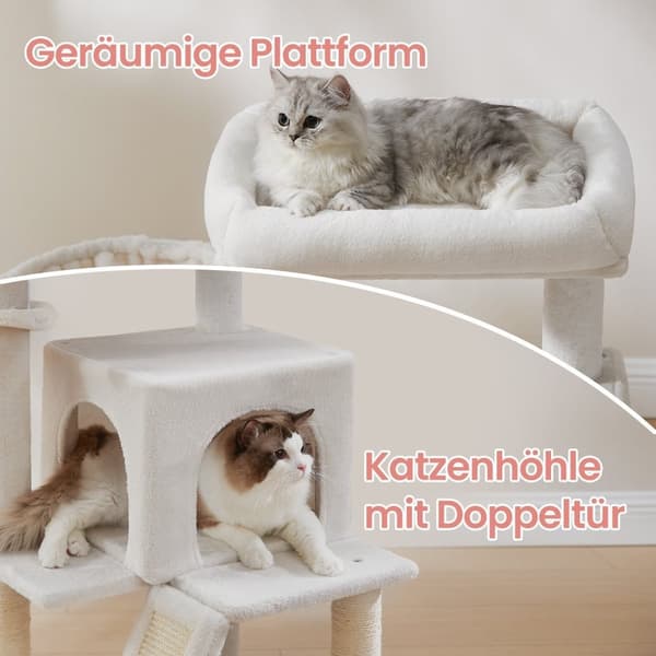 Rootz Ultimate Cat Tree - Stor platform - Scratching Post - Plush & Sisal - 48,1 x 48,1 x 96,1 cm
