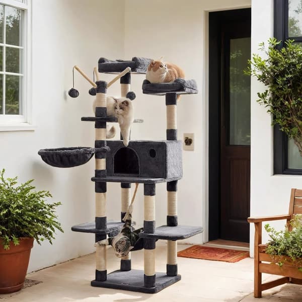 Rootz XXL Cat Tree Scratching Post - Cat Playground - Pet Activity Tower - Stabilitet och komfort - 50 x 50 x 164 cm