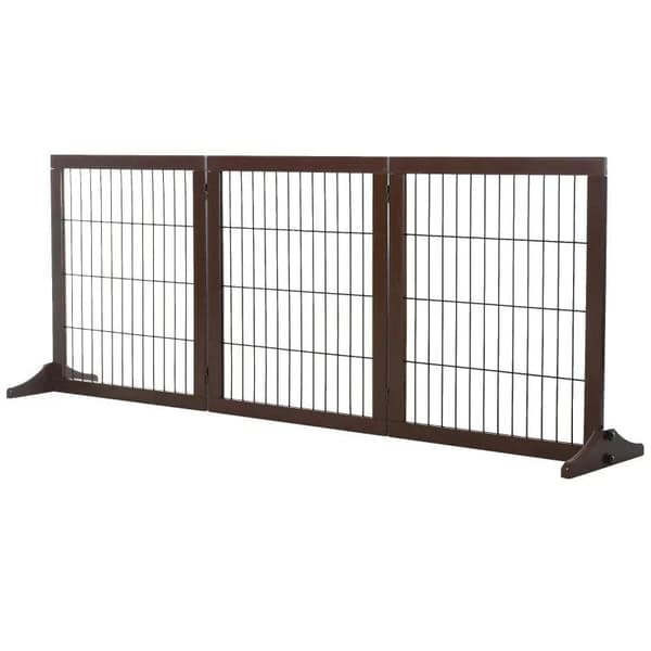 Rootz Barriär För Hundar - Säkerhetsport - Hundgrind - Trappgrind - Vikbar Hundspärr - Dörrgrind - Brun - 185 x 36 x 71 cm