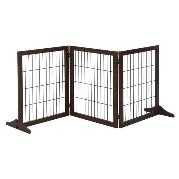 Rootz Barriär För Hundar - Säkerhetsport - Hundgrind - Trappgrind - Vikbar Hundspärr - Dörrgrind - Brun - 185 x 36 x 71 cm