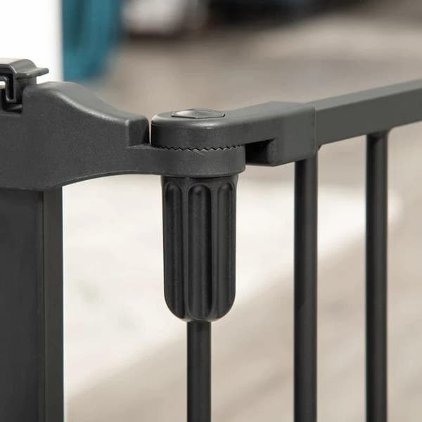 Rootz Dog Barrier - Oven portti - Lemmikkien portti - Kulmassa säädettävä - Taitettava portti automaattisesti sulkeutuvalla ovella - 3 paneelia - Must
