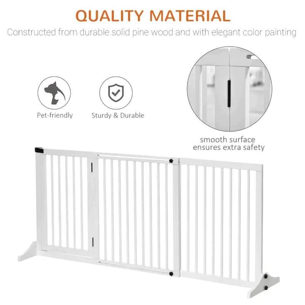 Rootz Pet Gate - Hundport - Hundspärr - Säkerhetsport - Vit - 113-166 x 36 x 71 cm
