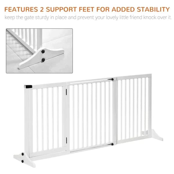 Rootz Pet Gate - Hundport - Hundspärr - Säkerhetsport - Vit - 113-166 x 36 x 71 cm