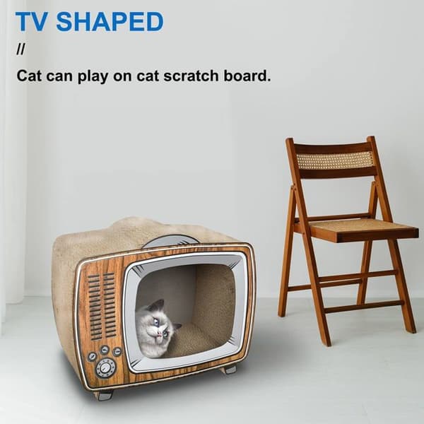 Fluffydream - PTFURNSCRATPADTV - Kartong Cat Scratcher - Slitstark matta för att förhindra skador på möbler - Trä
