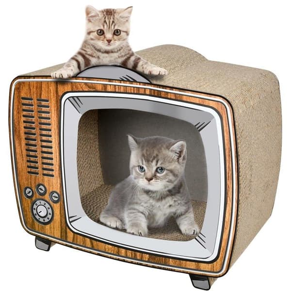 Fluffydream - PTFURNSCRATPADTV - Kartong Cat Scratcher - Slitstark matta för att förhindra skador på möbler - Trä