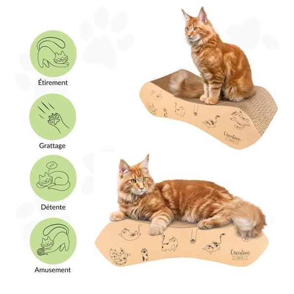 Creative Pets Cat Scratching Post 57 x 21 x 16 cm | Dubbelsidig kattskrapa | Skyddar dina möbler | Beständig och hög kvalitet