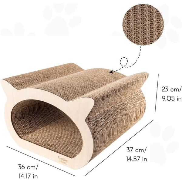 Kreativa husdjur Kattskrapstolpe 37 x 36 x 23 cm + Kartonghus | Cat Scratcher förstärkt med plywood | Möbelskydd