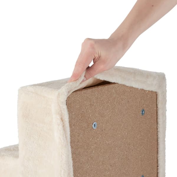 Kæledyrstrappe Paw Path med plysbetræk 37 x 45 x 34,5 cm - sand