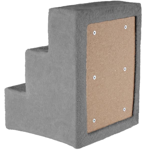 Kæledyrstrappe Paw Path med plysbetræk 37 x 45 x 34,5 cm - grå