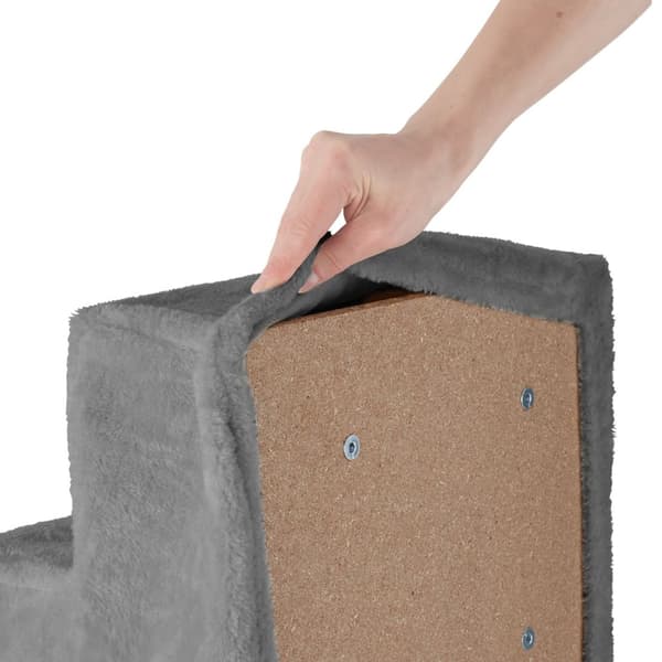 Kæledyrstrappe Paw Path med plysbetræk 37 x 45 x 34,5 cm - grå