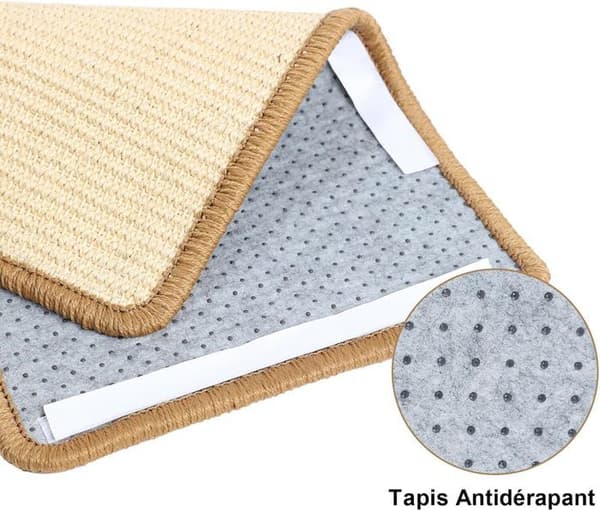 Kattskrapsmatta, 50 x 30 cm, naturlig sisal, horisontell repmatta, golvmatta för katter