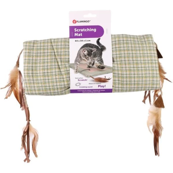 Rostig skrapa lekmatta med fjädrar för katter - Flamingo Pet Products