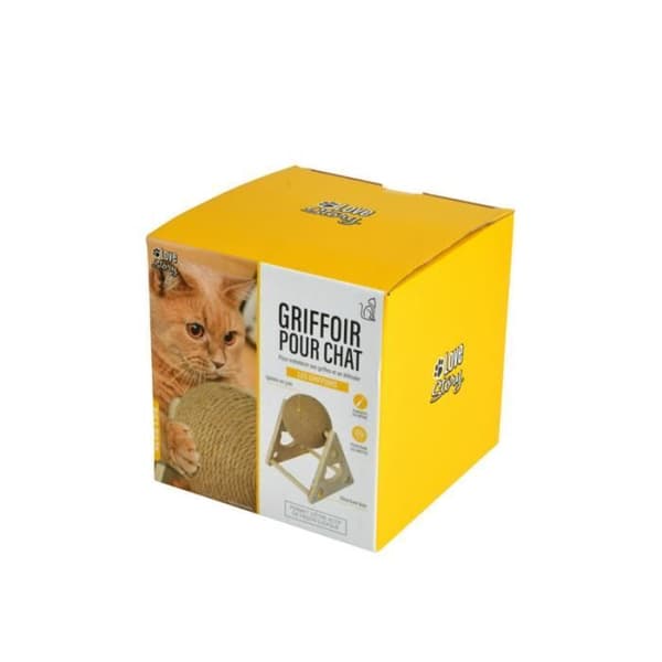 Djurleksaker och tillbehör - Love Story - Roterande klösträd med jute snöre - Beige - D 16 x H 20 cm
