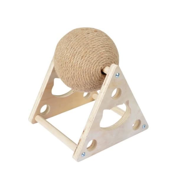 Djurleksaker och tillbehör - Love Story - Roterande klösträd med jute snöre - Beige - D 16 x H 20 cm
