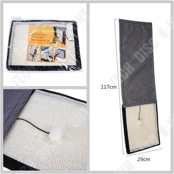 TD® Sisal skrapstolpe för katter Skyddsmatta för soffa, kattskrapa 117×29 cm Robust material Lätt att rengöra Skydd