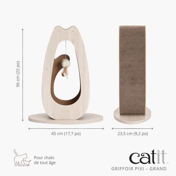 Kattklös - CATIT - Pixi Stor - Med tygboll och fjäder - Utseende ek naturlig